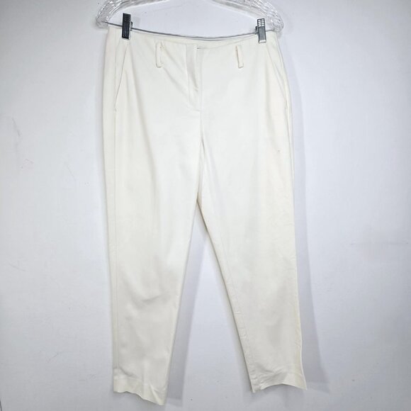 Theory Ivory White Straight Leg Ankle Length Trouser Pants - Picture 3 of 10